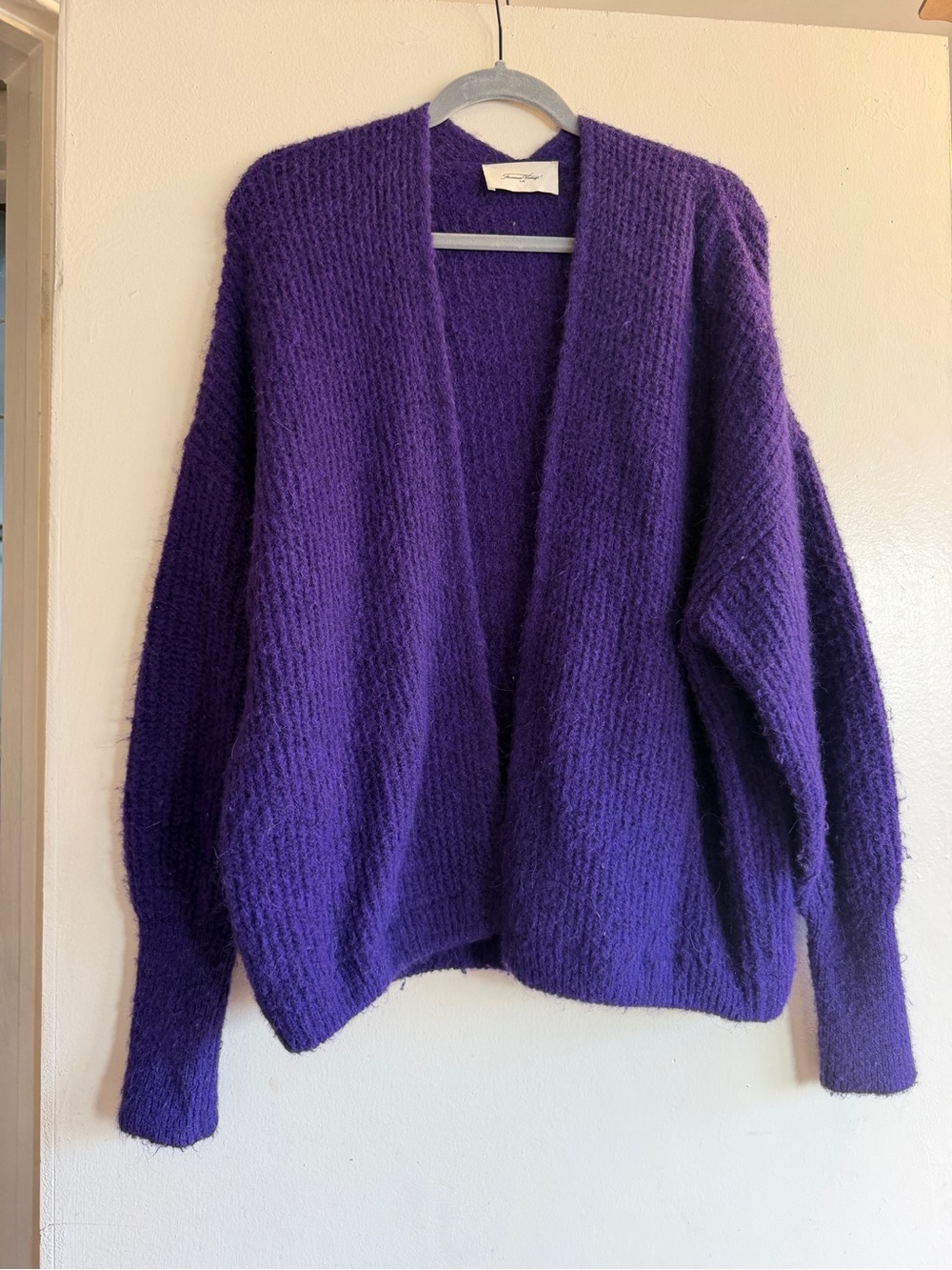American Vintage Deep Purple Open-Front Cardigan